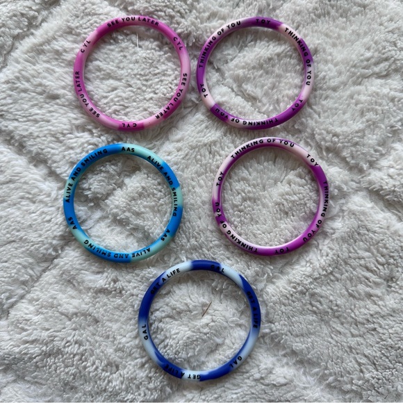 Assorted Tie Dye Silicone Motivational Bracelets | 5 Pack - Picture 2 of 5